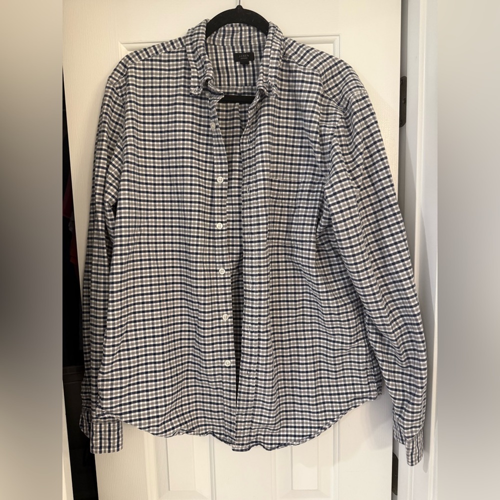 Men's J Crew Navy, Gray and White Oxford